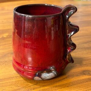 Elsbeth Kuhn Elak Original studio pottery mug in oxblood red and purple